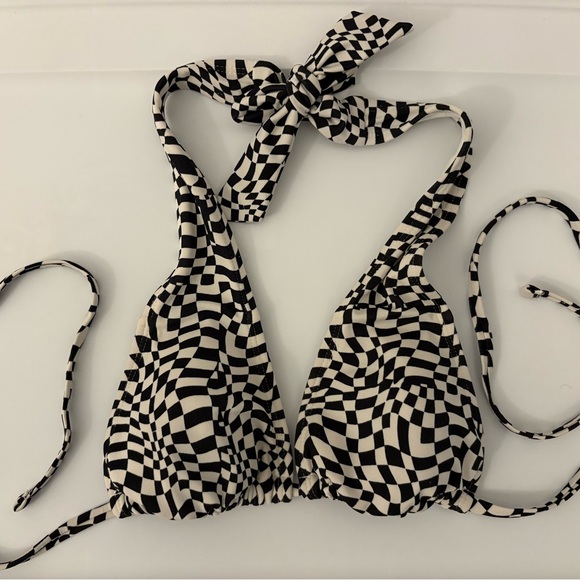 Black and White Checkered Bikini Top - Picture 1 of 2